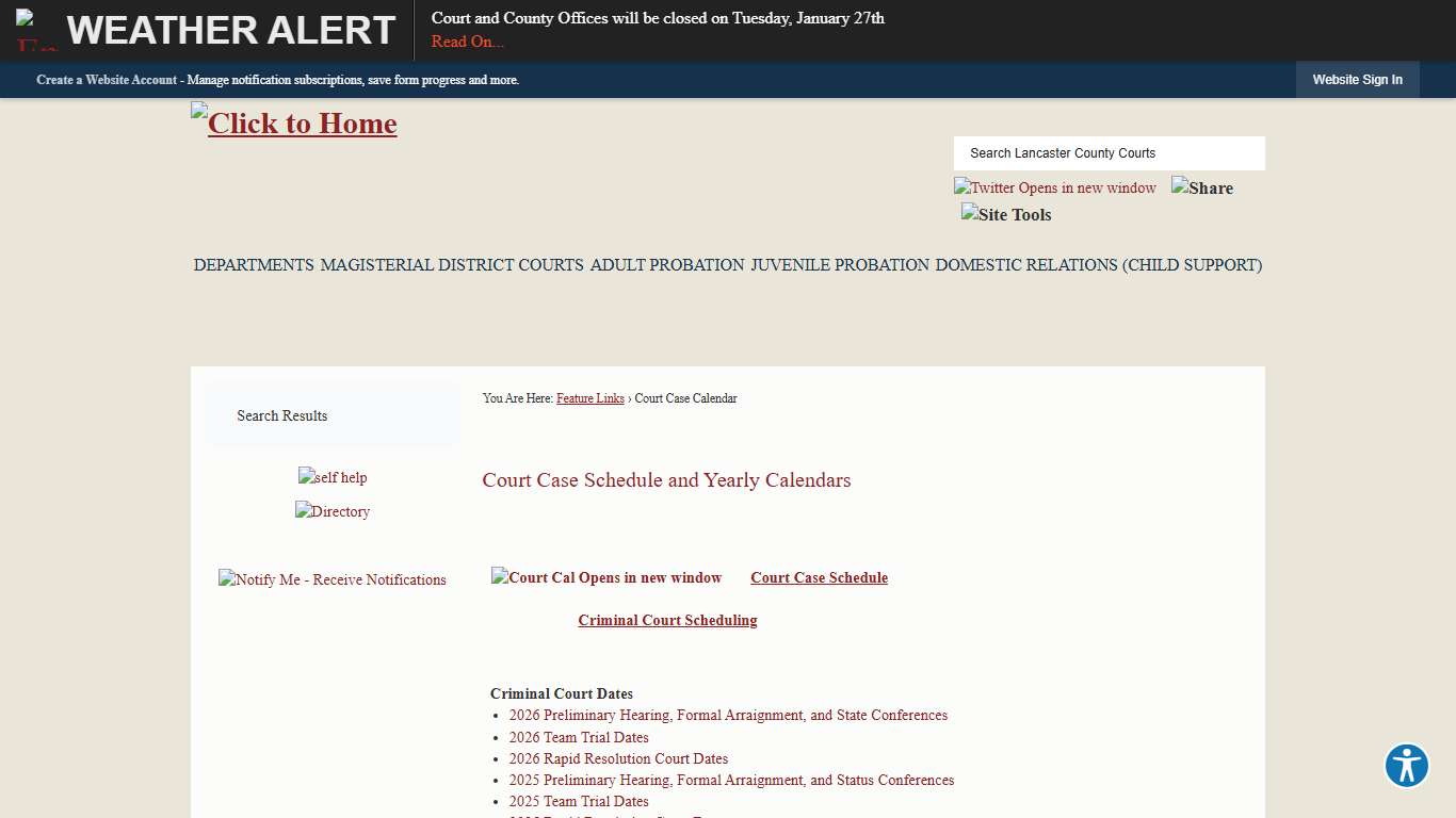 Court Case Schedule and Yearly Calendars Lancaster County Courts, PA - Official Website